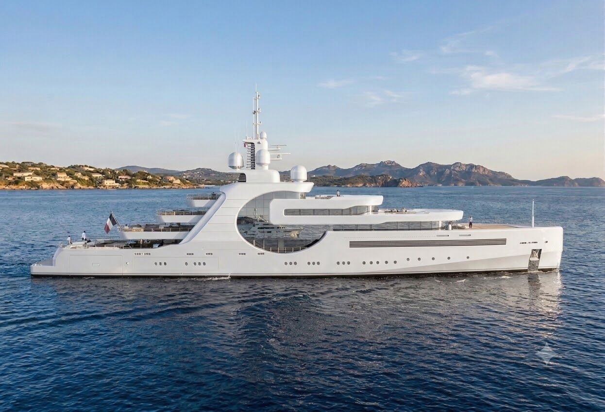Superyacht prepared at berth
